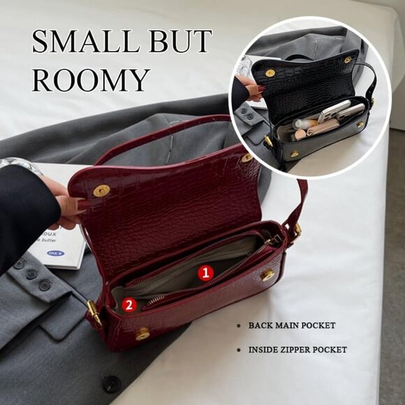 Small Y2K Shoulder Bag Crocodile Clutch Crossbody Purse for Women - Picture 2 of 7